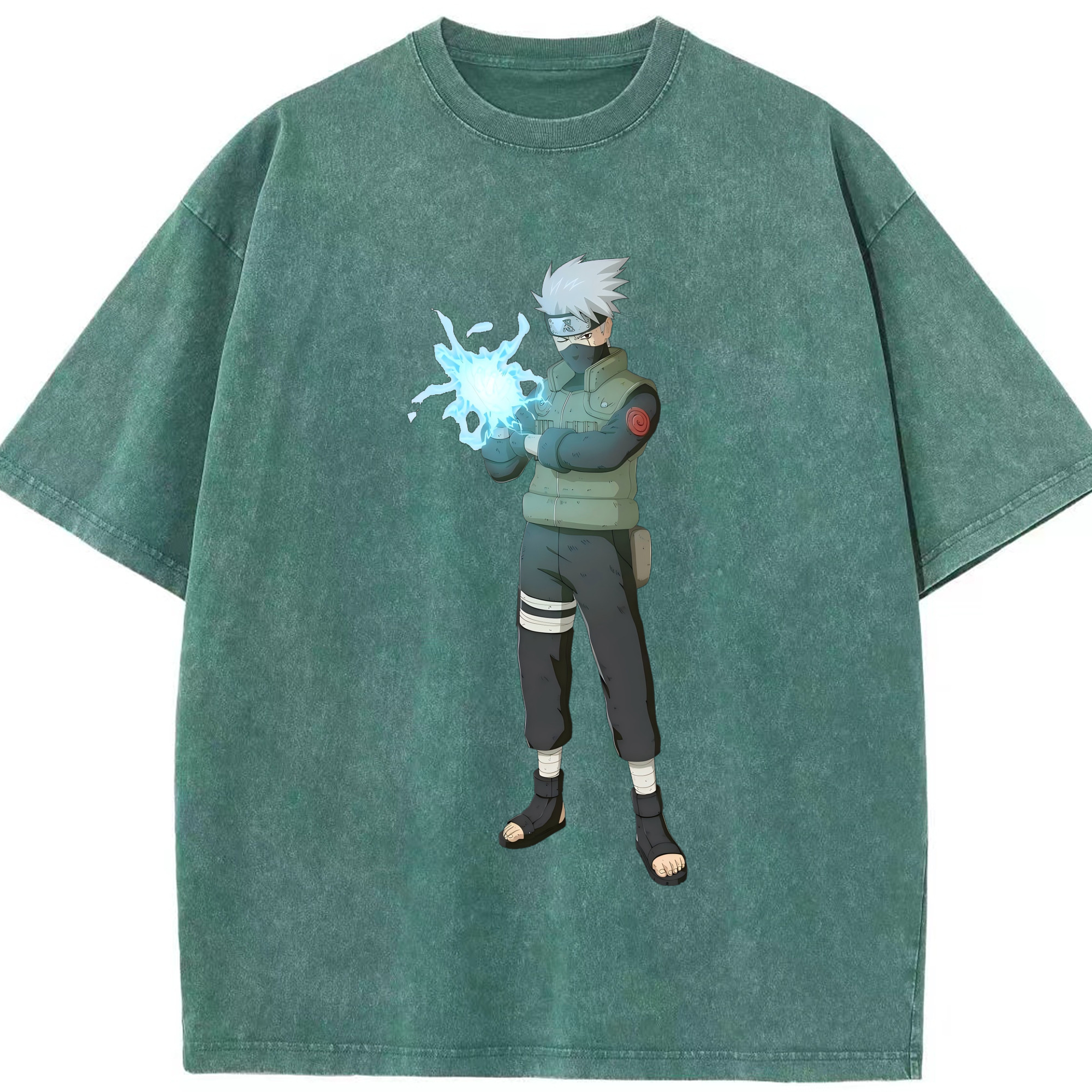 （画像用） NARUTO -ナルト- はたけ カカシ Hatake Kakashi 綿100% ヴィンテージ風 半袖Tシャツ（フロントプリント）